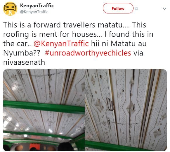 Kenyantraffic kenyantraffic follow this is forward travellers matatu. this roofi