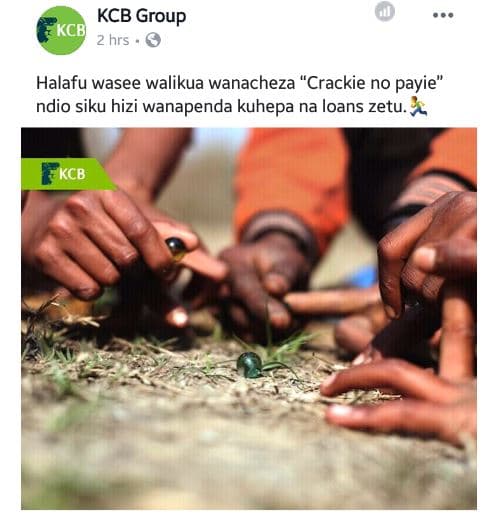 Kcb group kcb 2 hrs halafu wasee walikua wanacheza 'crackie no payie ndio siku h