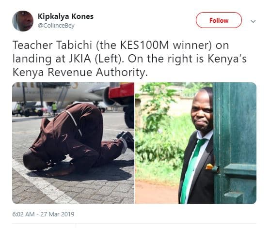 Kipkalya kones collincebey follow teacher tabichi the kesioom winner on landing