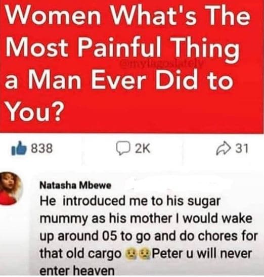 Women what's the most painful thing a man ever did to you? 838 02k 31 natasha mb