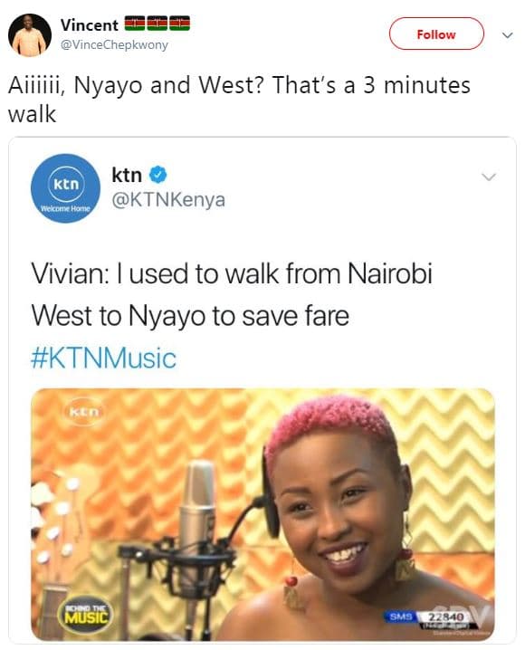 Vincent vincechepkwony follow aiiiiii, nyayo and west? that's a 3 minutes walk k