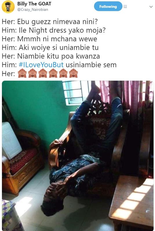 Billy the goat crazy_nairobian following her ebu guezz nimevaa nini? him ile nig