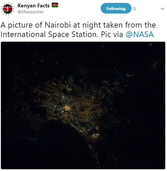 Kenyan facts kresearcher following a picture of nairobi at night taken from the