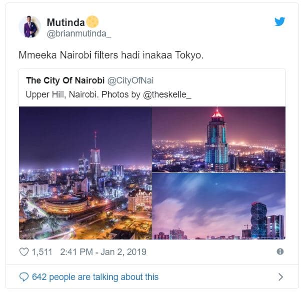 Mutinda brianmutinda mmeeka nairobi filters hadi inakaa tokyo. the city of nairo