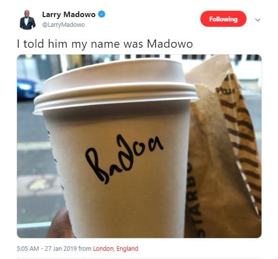 Larry madowo larrymadowo following told him my name was madowo 5.05 am 27 jan fr