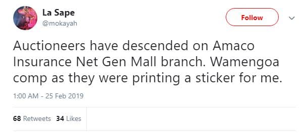 La sape mokayah follow auctioneers have descended on amaco insurance net gen mal