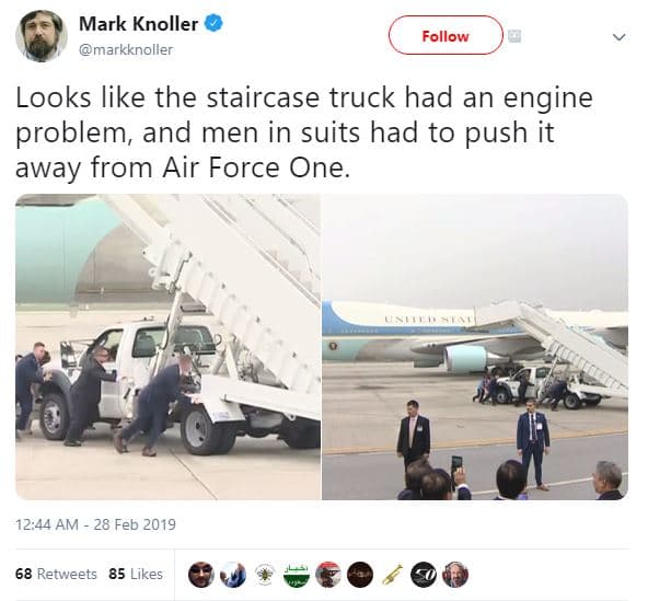 Mark knoller markknoller follow looks like the staircase truck had an engine pro