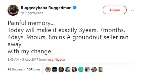 Ruggedybaba ruggedman ruggedybaba follow painful memory. today will make it exac