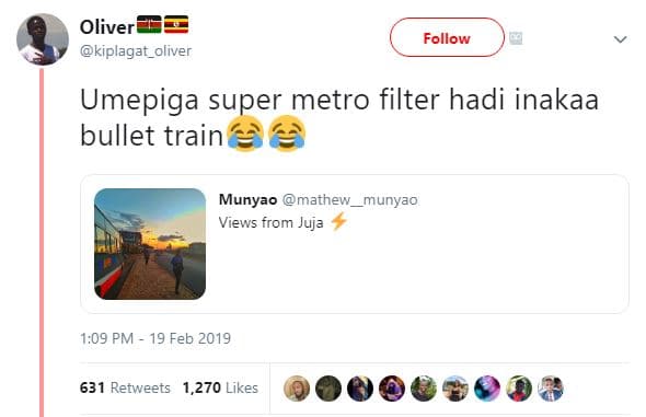 Oliver kiplagat_oliver follow umepiga super metro filter hadi inakaa bullet trai