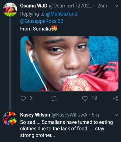 Osama wjd osama6172702 26m replying to manutd and giusepperossi22 from somalia 0