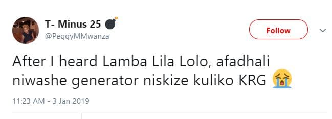 T minus 25 peggymmwanza follow after heard lamba lila lolo, afadhali niwashe gen