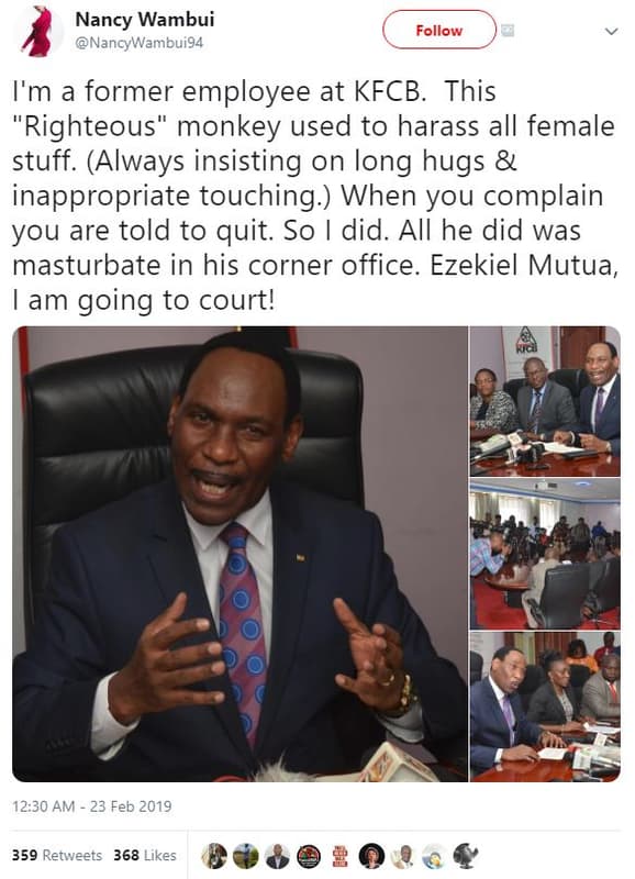 Nancy wambui nancywambui94 follow i'm a former employee at kfcb. this righteous