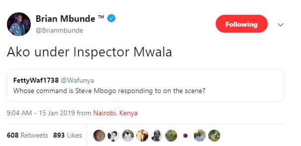 Brian mbunde brianmbunde following ako under inspector mwala fettywaf1738 wafuny