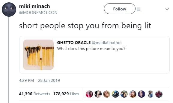 Miki minach moonemoticon follow short people stop you from being lit ghetto orac