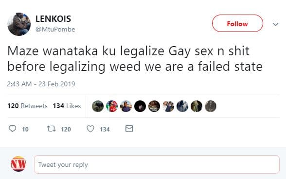 Lenkois mtupombe follow maze wanataka ku legalize gay sex n shit before legalizi