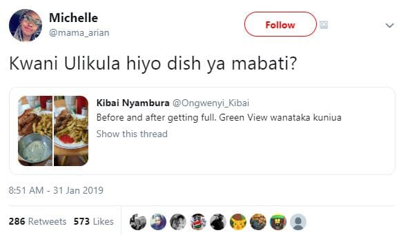 Michelle mama_arian follow kwani ulikula hiyo dish ya mabati? kibai nyambura ong