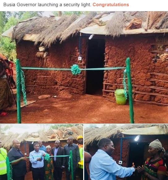 Busia governor launching a security light. congratulations