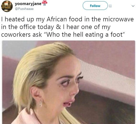 Yoomaryjane pusshaaaa follow heated up my african food in the microwave in the o