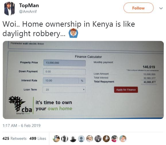 Topman amarrif follow woi.. home ownership in kenya is like daylight robbery clc