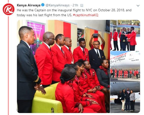 Kenya airways kenyaairways 21h hewas the captain on the inaugural flight to nyc