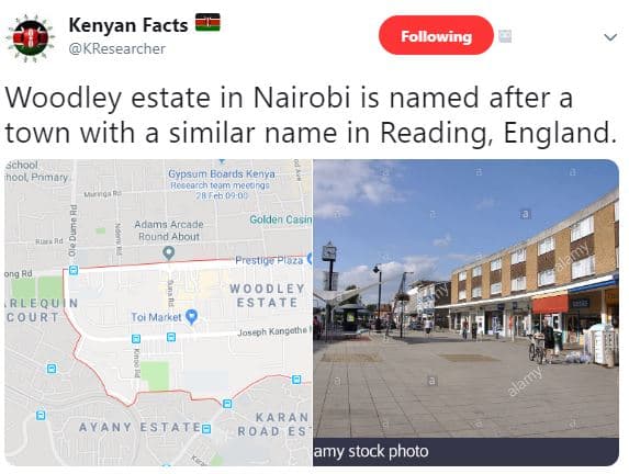 Kenyan facts kresearcher following woodley estate in nairobi is named after a to