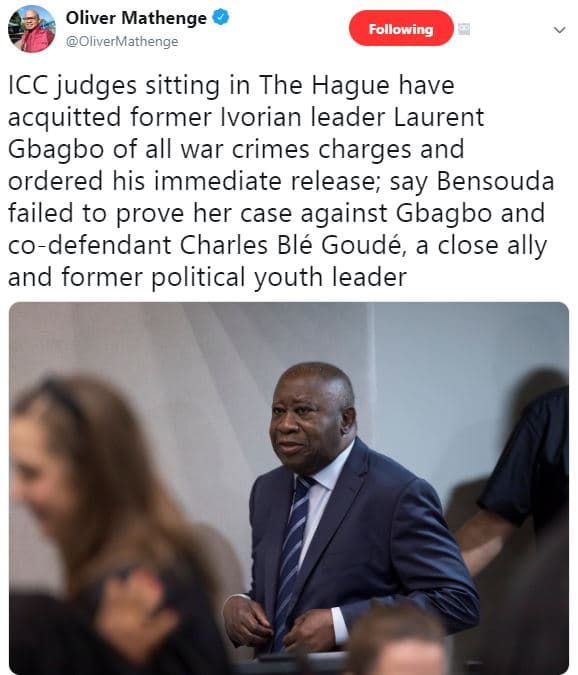Oliver mathenge olivermathenge following icc judges sitting in the hague have ac