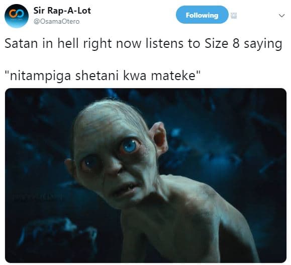 Sir rapalot osamaotero following satan in hell right now listens to size 8 sayin