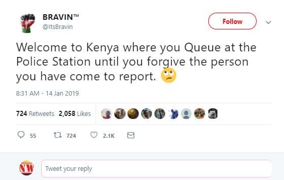 Bravin itsbravın follow welcome to kenya where you queue at the police station u