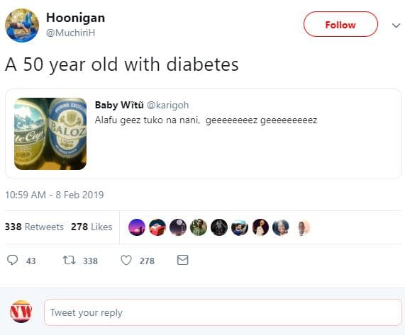 Hoonigan muchirih follow a 50 year old with diabetes baby wit karigoh alafu geez