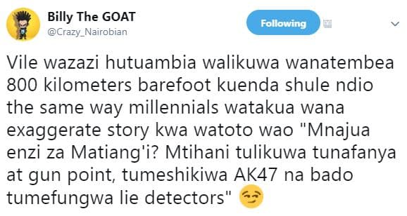 Billy the goat crazy_nairobian following vile wazazi hutuambia walikuwa wanatemb