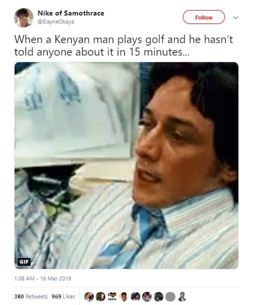 Nike of samothrace elayreokaya follow when a kenyan man plays golf and he hasn't