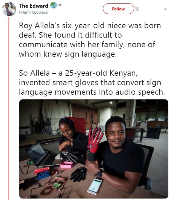 The edward lamthedward follow roy allela' s sixyearold niece was born deaf. she