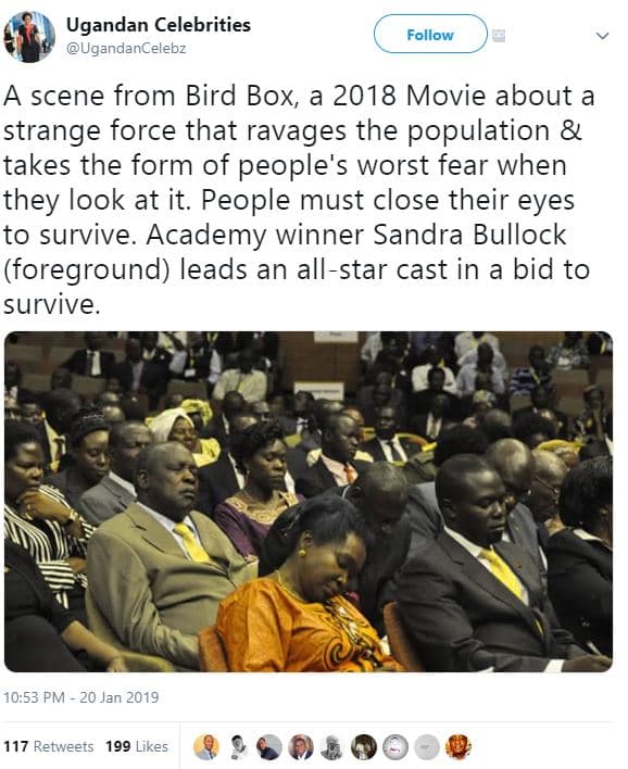 Ugandan celebrities ugandancelebz follow a scene from bird box, a movie about a