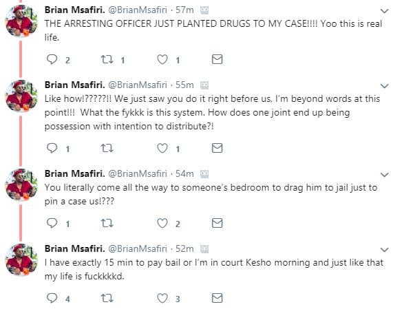 Brian msafiri. brianmsafiri 57m the arresting officer just planted drugs to my c