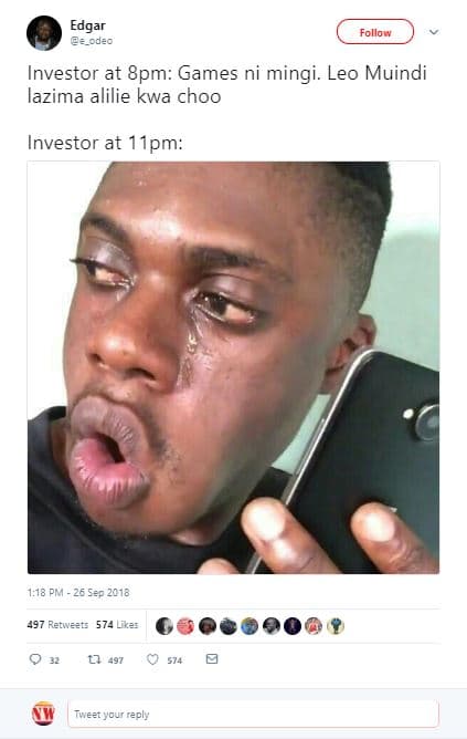 Edgar cdec fonor investor at 8pm games ni mingi. leo muindi lazima alilie kwa ch