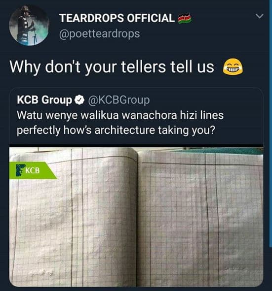 Teardrops official poetteardrops why don't your tellers tell us kcb group kcbgro