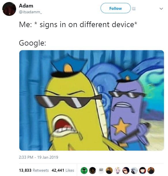 Adam itsadamm_ follow me signs in on different device google 2.33 pm 19 jan 13,8