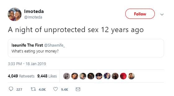 Imoteda imoteda follow night of unprotected sex 12 years ago iseunife the first