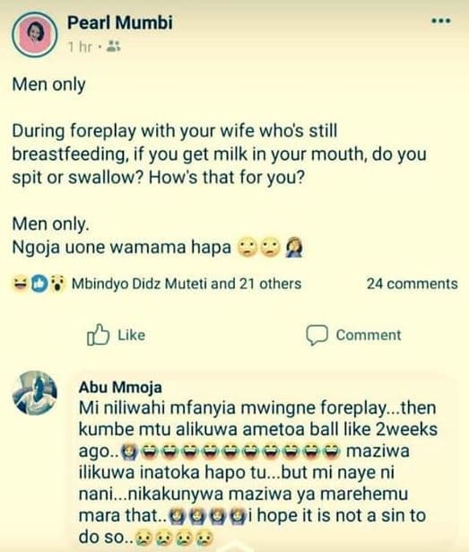 Pearl mumbi hr men only during foreplay with your wife whos still breastfeeding