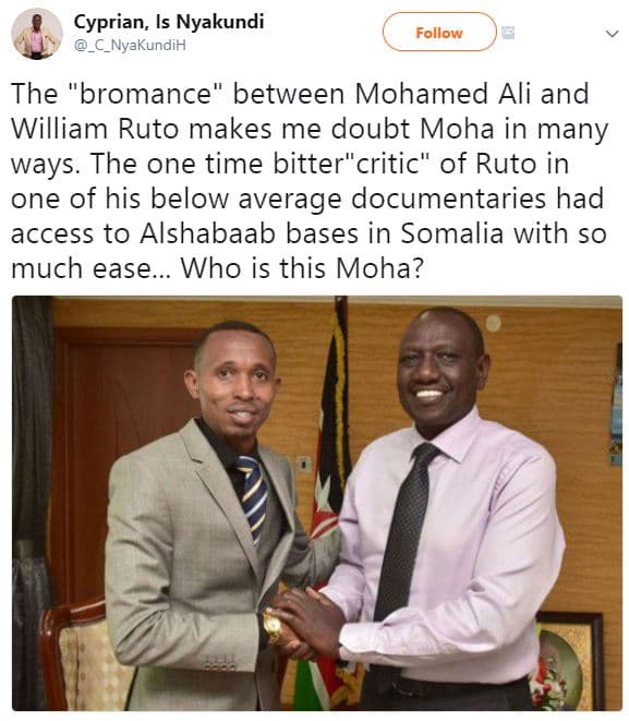 Cyprian, is nyakundi c_nyakundil follow the 'bromance between mohamed ali and wi
