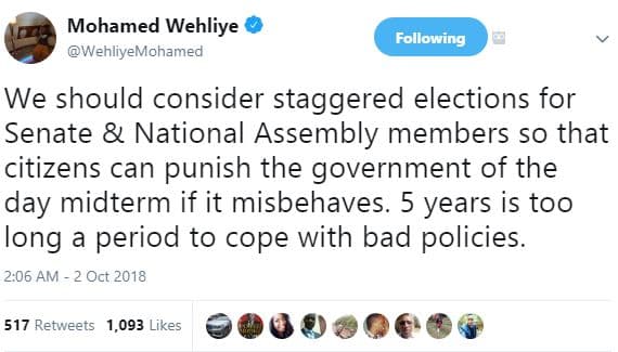 Mohamed wehliye wehliyemohamed following we should consider staggered elections