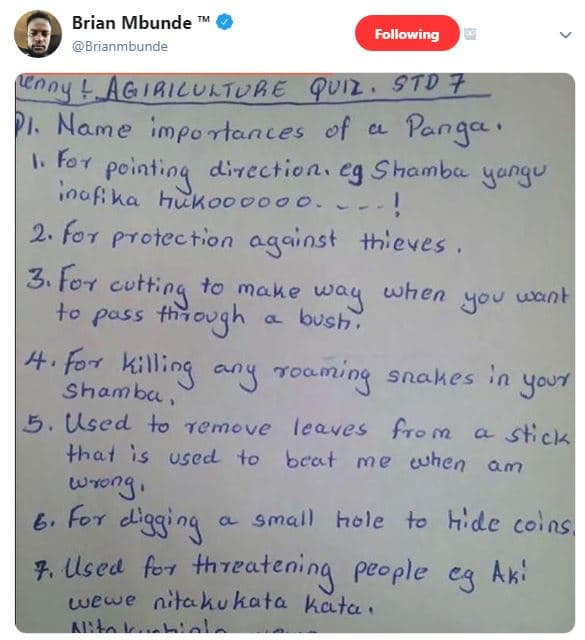 Brian mbunde brianmbunde following c6ny lagiaicuniure qviz std pı name smpo ance