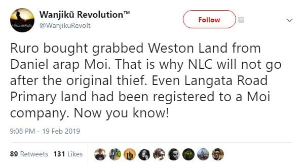 Wanjikñ revolution wanjikurevolt follow ruro bought grabbed weston land from dan
