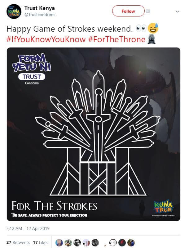 Trust kenya pwa trustcondoms follow happy game of strokes weekend. ifyouknowyouk