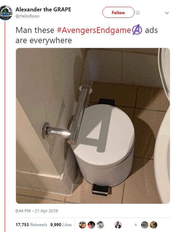 Alexander the grape helloboon follow man these avengersendgame ads are everywher