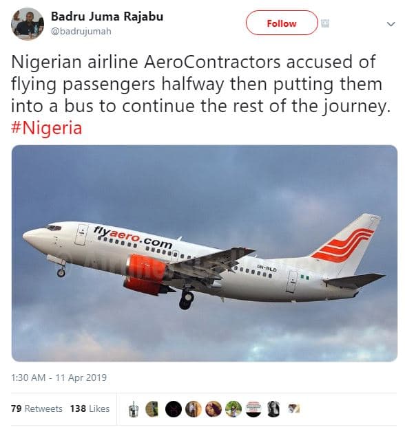 Badru juma rajabu badrujumah follow nigerian airline aerocontractors accused of