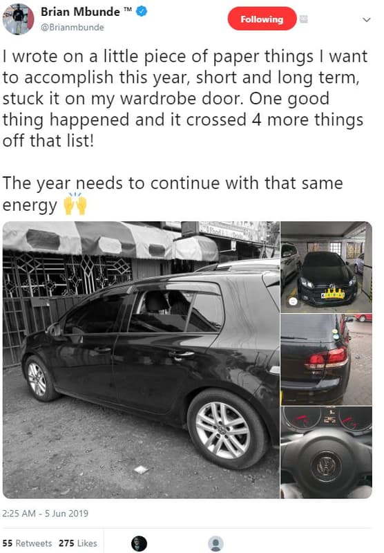 Brian mbunde brianmbunde following wrote on little piece of paper things want to