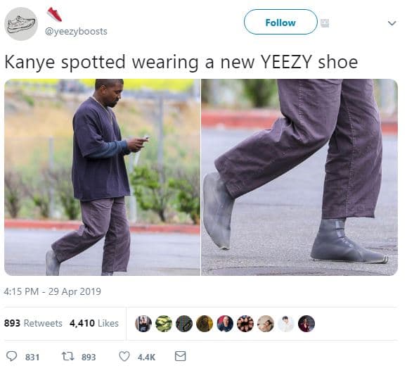 Follow yeezyboosts kanye spotted wearing a new yeezy shoe 4,15 pm 29 apr 893 ret