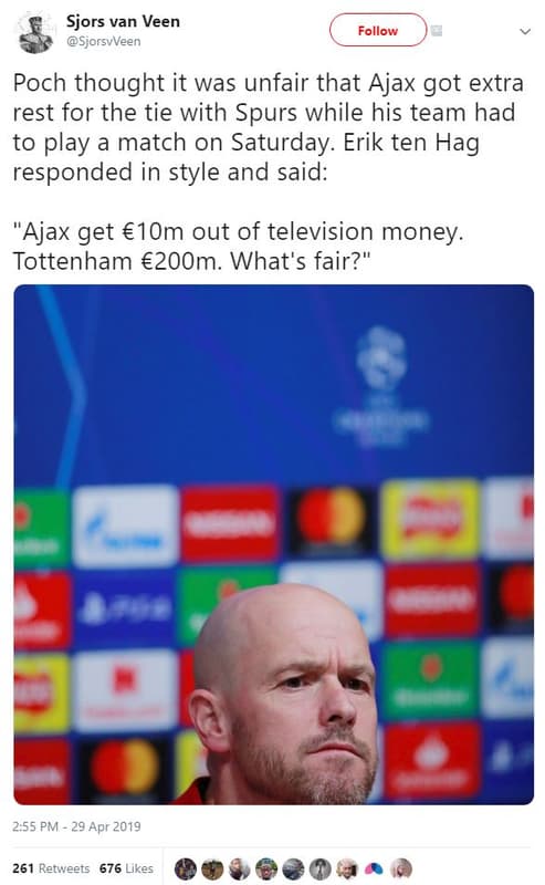 Sjors van veen sjorsvveen follow poch thought it was unfair that ajax got extra