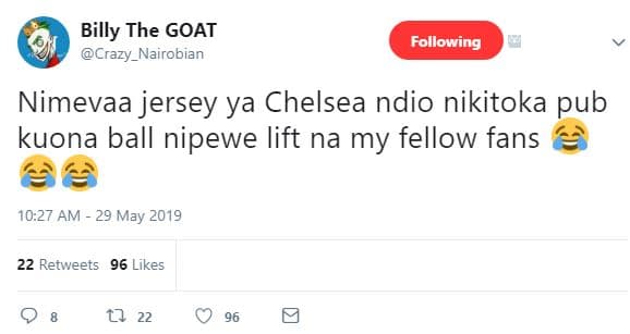 Billy the goat crazy_nairobian following nimevaa jersey ya chelsea ndio nikitoka